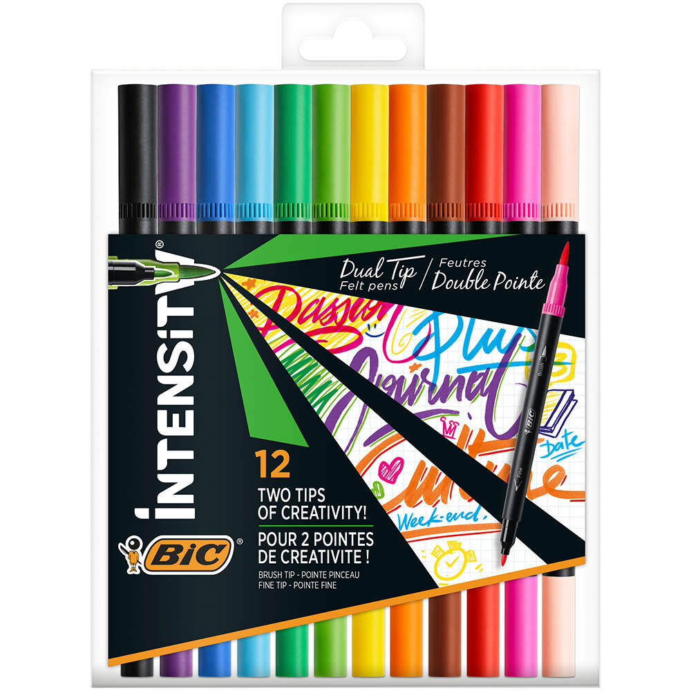 Image for BIC INTENSITY FINELINER DUAL TIP MARKERS 0.7MM ASSORTED PACK 12 from Coffs Coast Office National