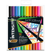 bic intensity fineliner dual tip markers 0.7mm assorted pack 12