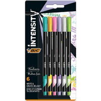 bic intensity fineliner 0.4mm pastel assorted pack 6