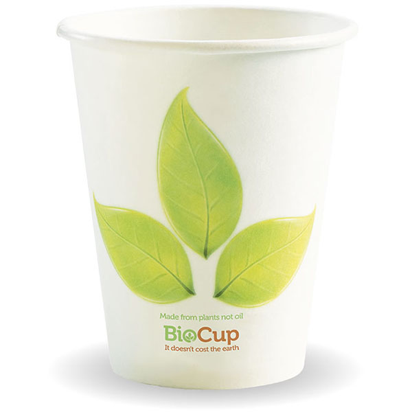 Image for BIOPAK BIOCUP SINGLE WALL CUP 280ML WHITE LEAF DESIGN PACK 50 from Office National Gladstone