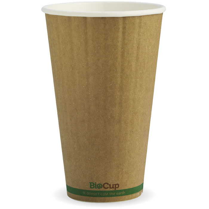 Image for BIOPAK BIOCUP DOUBLE WALL CUP 510ML KRAFT GREEN STRIPE PACK 40 from Emerald Office Supplies Office National