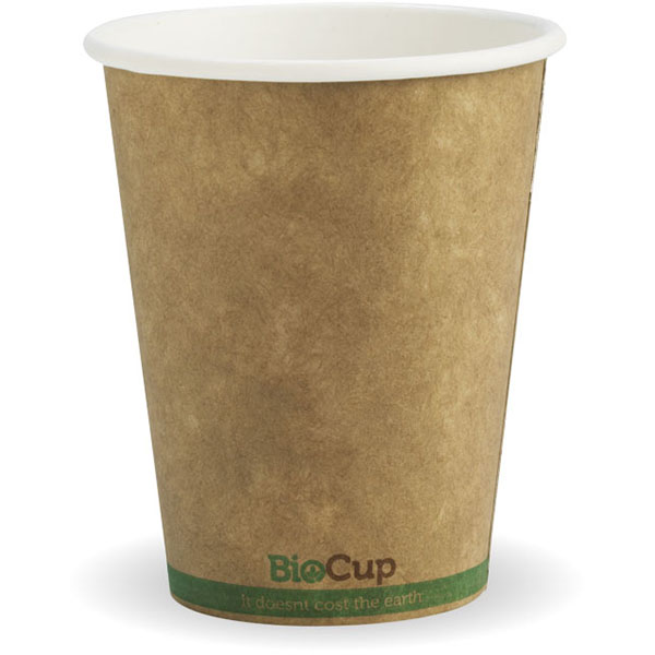 Image for BIOPAK BIOCUP SINGLE WALL CUP 280ML KRAFT GREEN STRIPE PACK 50 from Emerald Office Supplies Office National