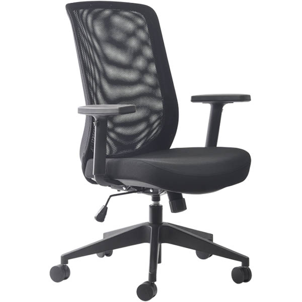 Image for BURO MONDO GENE TASK CHAIR HIGH MESH BACK ARMS BLACK from Pirie Office National