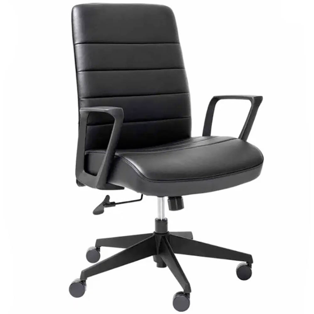 Image for MONDO PLATO OFFICE CHAIR LEATHER BLACK from Discount Office National