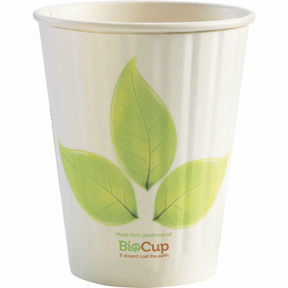 Image for BIOPAK BIOCUP DOUBLE WALL CUP 390ML WHITE LEAF PACK 40 from PaperChase Office National