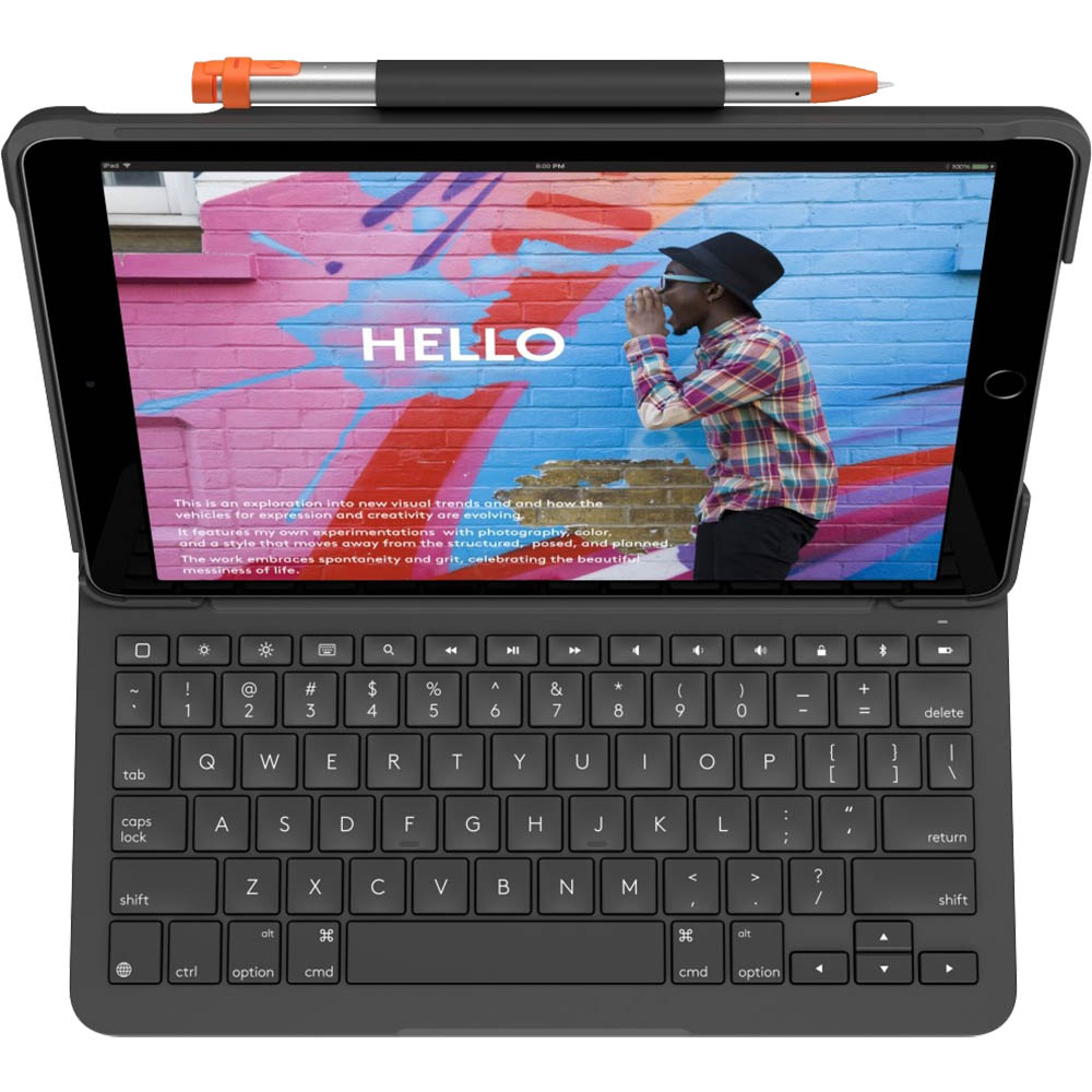 Image for LOGITECH SLIM COMBO KEYBOARD FOLIO FOR IPAD 7 GEN GRAPHITE from PaperChase Office National