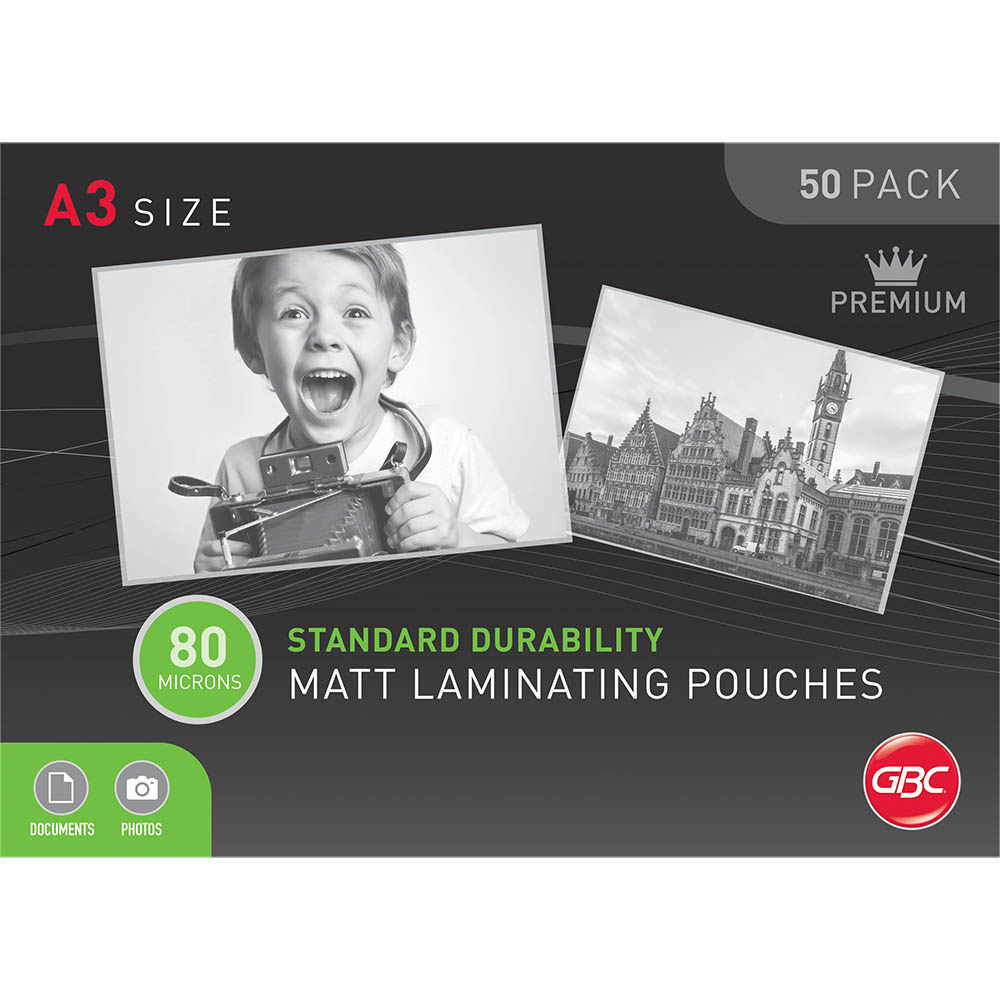 Image for GBC LAMINATING POUCH MATT 80 MICRON A3 CLEAR PACK 50 from PaperChase Office National