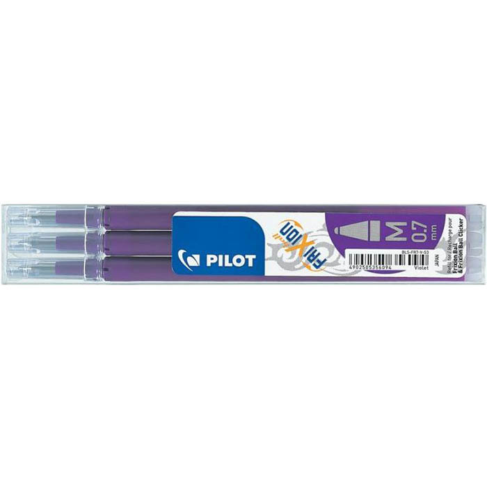 Image for PILOT BLS-FR7 FRIXION ERASABLE ROLLERBALL GEL REFILL MEDIUM 0.7MM VIOLET PACK 3 from Office National Perth CBD