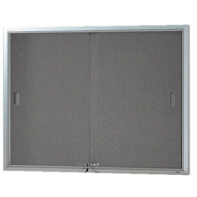 Image for VISIONCHART BE NOTICED NOTICE CASE 2 SLIDING DOOR 1220 X 915MM SILVER FRAME GREY BACKING from Discount Office National