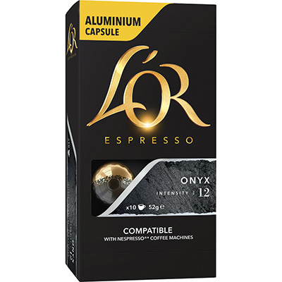 Image for L'OR ESPRESSO NESPRESSO COMPATIBLE COFFEE CAPSULES ONYX PACK 10 from OFFICE NATIONAL CANNING VALE