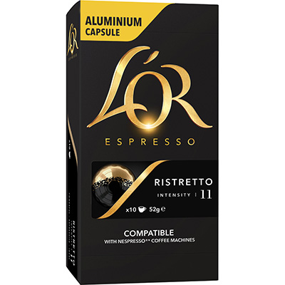 Image for L'OR ESPRESSO NESPRESSO COMPATIBLE COFFEE CAPSULES RISTRETTO PACK 10 from Office National Capalaba