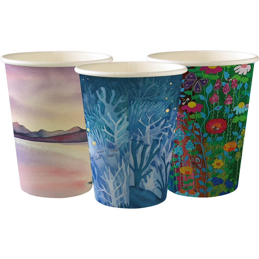 Image for BIOPAK BIOCUP SINGLE WALL CUP ART SERIES 390ML PACK 50 from Discount Office National