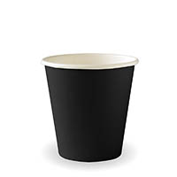 biopak biocup aqueous single wall cup 230ml black pack 50