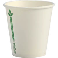 biopak biocup single wall cup white green line 230ml pack 50
