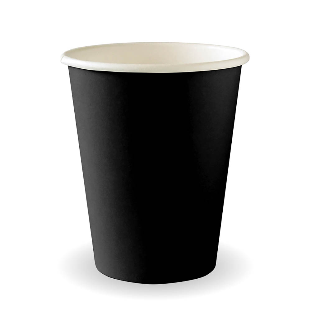 Image for BIOPAK BIOCUP AQUEOUS SINGLE WALL CUP 280ML 80MM BLACK PACK 50 from Pirie Office National