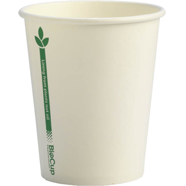 Image for BIOPAK BIOCUP SINGLE WALL CUP 280ML WHITE GREEN LINE PACK 50 from Aztec Office National