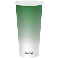 biopak biocup cold paper cup 650ml green pack 50