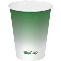 biopak biocup cold paper cup 280ml green pack 50