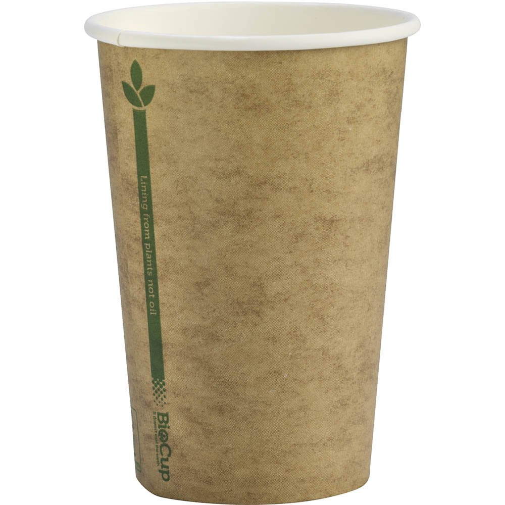 Image for BIOPAK BIOCUP SINGLE WALL FSC MIX KRAFT GREEN LINE 320ML PACK 50 from Aztec Office National