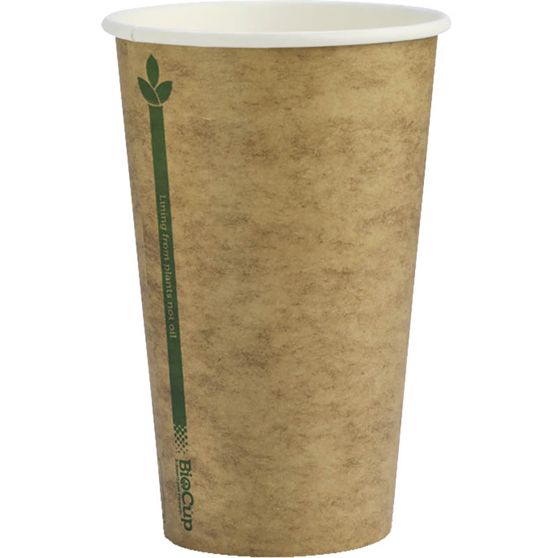 Image for BIOPAK BIOCUP SINGLE WALL CUP 350ML KRAFT GREEN LINE PACK 50 from PaperChase Office National