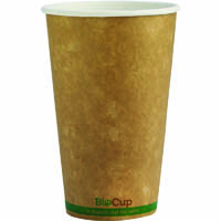 biopak biocup single wall cup kraft green stripe 510ml pack 50