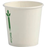 biopak biocup single wall cup 120ml white green line pack 50