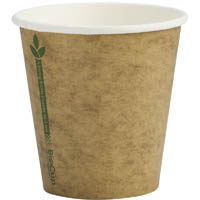 biopak biocup single wall cup kraft green line 230ml pack 50