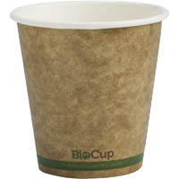 biopak biocup single wall cup kraft green stripe 230ml pack 50