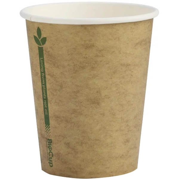 Image for BIOPAK BIOCUP SINGLE WALL CUP 280ML KRAFT GREEN LINE PACK 50 from Office National Capalaba