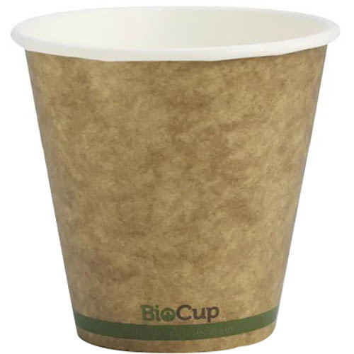Image for BIOPAK BIOCUP SINGLE WALL CUP 280ML KRAFT GREEN STRIPE PACK 50 from Surry Office National