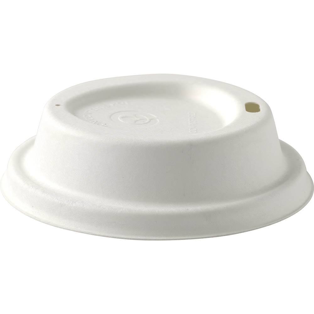 Image for BIOPAK BIOCANE CUP LID LARGE 90MM WHITE PACK 50 from Angletons Office National