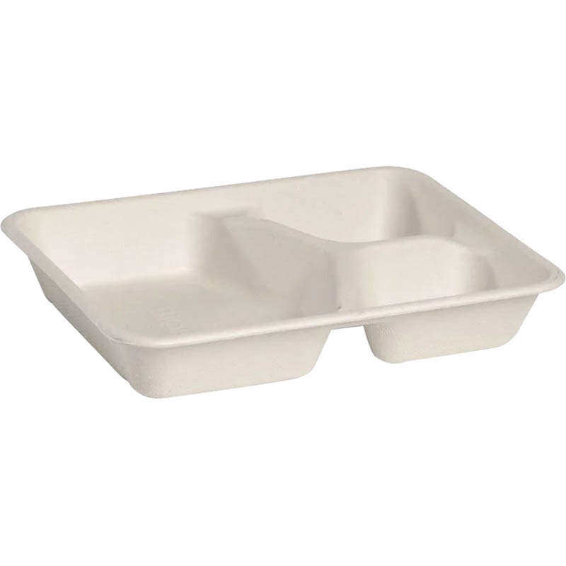 BIOPAK BIOCANE TAKEAWAY BASE 3 COMPARTMENT 240 X 180 X 40MM WHITE PACK 125 |  | 7113407