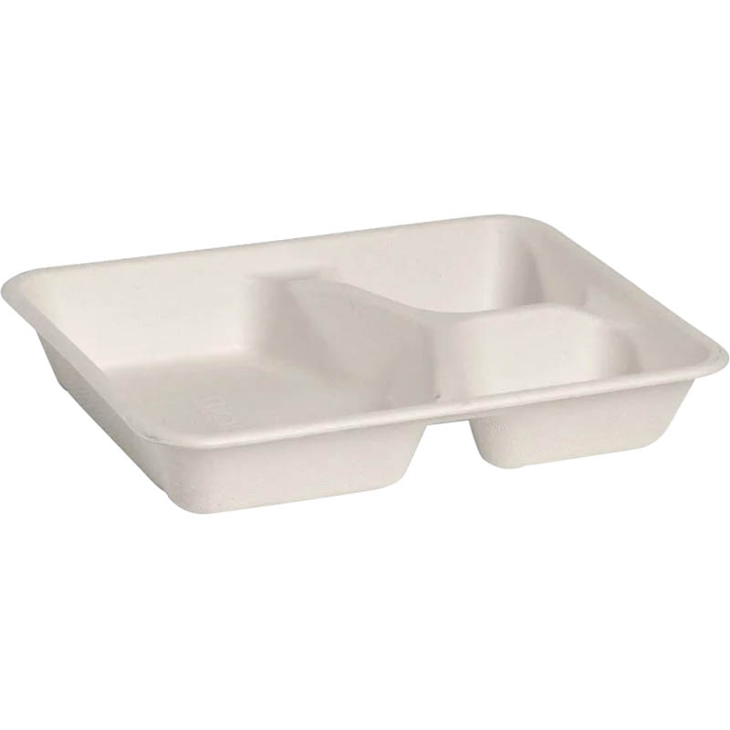 Image for BIOPAK BIOCANE TAKEAWAY BASE 3 COMPARTMENT 240 X 180 X 40MM WHITE PACK 125 from Coleman's Office National