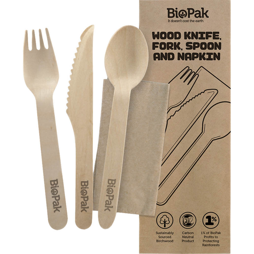 Image for BIOPAK BIRCHWOOD CUTLERY SET 160MM PACK 400 from Surry Office National
