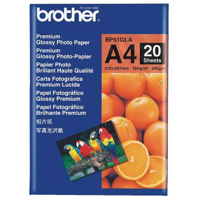 Image for BROTHER BP-61G GLOSSY PHOTO PAPER 190GSM A4 WHITE PACK 20 from PaperChase Office National