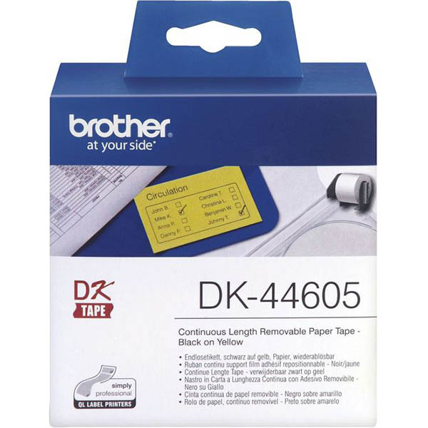 Image for BROTHER DK-44605 REMOVABLE CONTINUOUS PAPER LABEL ROLL 62MM X 30.48MM YELLOW from Surry Office National