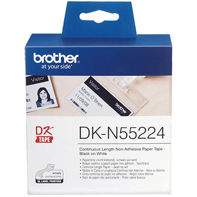 Image for BROTHER DK-N55224 NON-ADHESIVE CONTINUOUS PAPER ROLL 54MM X 30.48MM WHITE from Discount Office National