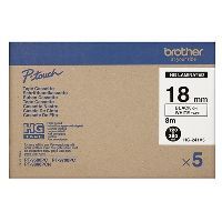 brother hg-241v5 p-touch high grade labelling tape 18mm black on white pack 5