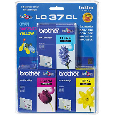 Image for BROTHER LC37CL3PK INK CARTRIDGE VALUE PACK CYAN/MAGENTA/YELLOW from OFFICE NATIONAL CANNING VALE, JOONDALUP & OFFICE TOOLS OPD