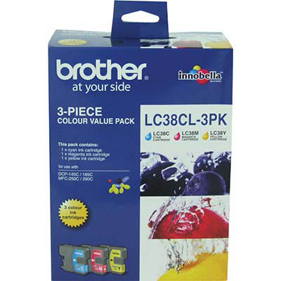 Image for BROTHER LC38CL3PK INK CARTRIDGE VALUE PACK CYAN/MAGENTA/YELLOW from Office National