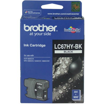 Image for BROTHER LC67HYBK INK CARTRIDGE HIGH YIELD BLACK from Coastal Office National