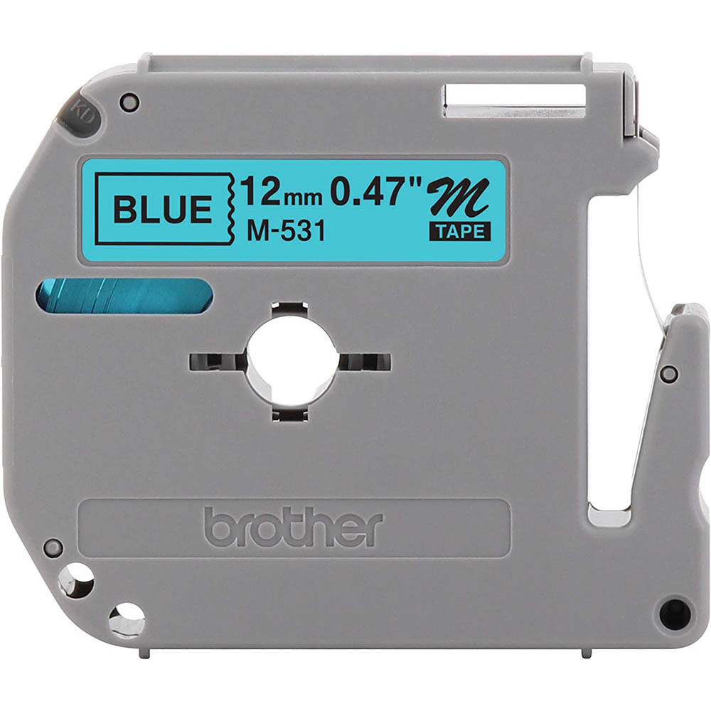 Image for BROTHER M-531 NON LAMINATED LABELLING TAPE 12MM BLACK ON BLUE from OFFICE NATIONAL CANNING VALE