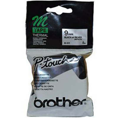 Image for BROTHER M-921 NON LAMINATED LABELLING TAPE 9MM BLACK ON SILVER from Emerald Office Supplies Office National