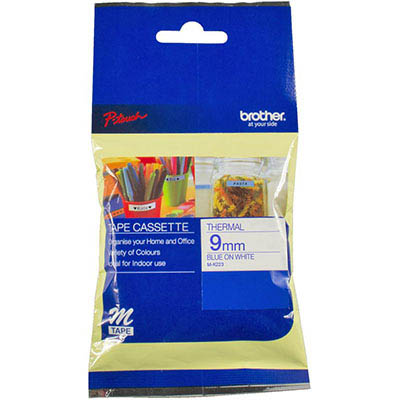 Image for BROTHER M-K223 LAMINATED LABELLING TAPE 9MM BLUE ON WHITE from Office National