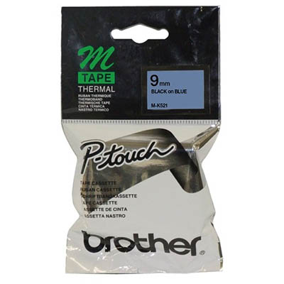 Image for BROTHER M-K521 LAMINATED LABELLING TAPE 9MM BLACK ON BLUE from OFFICE NATIONAL CANNING VALE