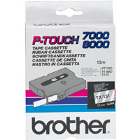 brother tx-131 laminated labelling tape 12mm black on clear
