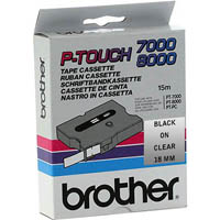 brother tx-141 laminated labelling tape 18mm black on clear