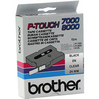 brother tx-151 laminated labelling tape 24mm black on clear
