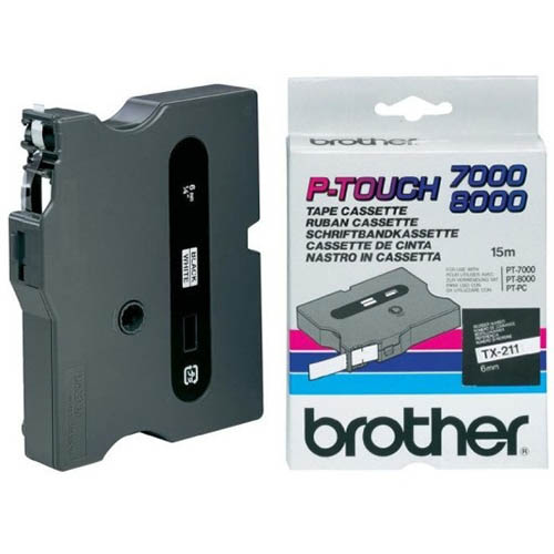 Image for BROTHER TX-211 LAMINATED LABELLING TAPE 6MM BLACK ON WHITE from Two Bays Office National