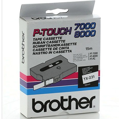 Image for BROTHER TX-231 LAMINATED LABELLING TAPE 12MM BLACK ON WHITE from Aztec Office National Melbourne